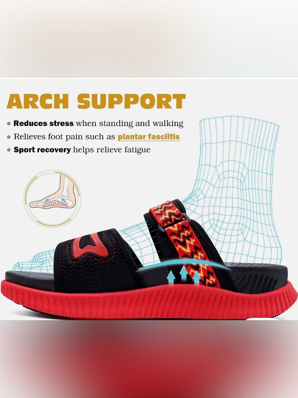 KuaiLu Womens Fashion Orthotic Slides Ladies Athletic Thick Cushion Recovery...